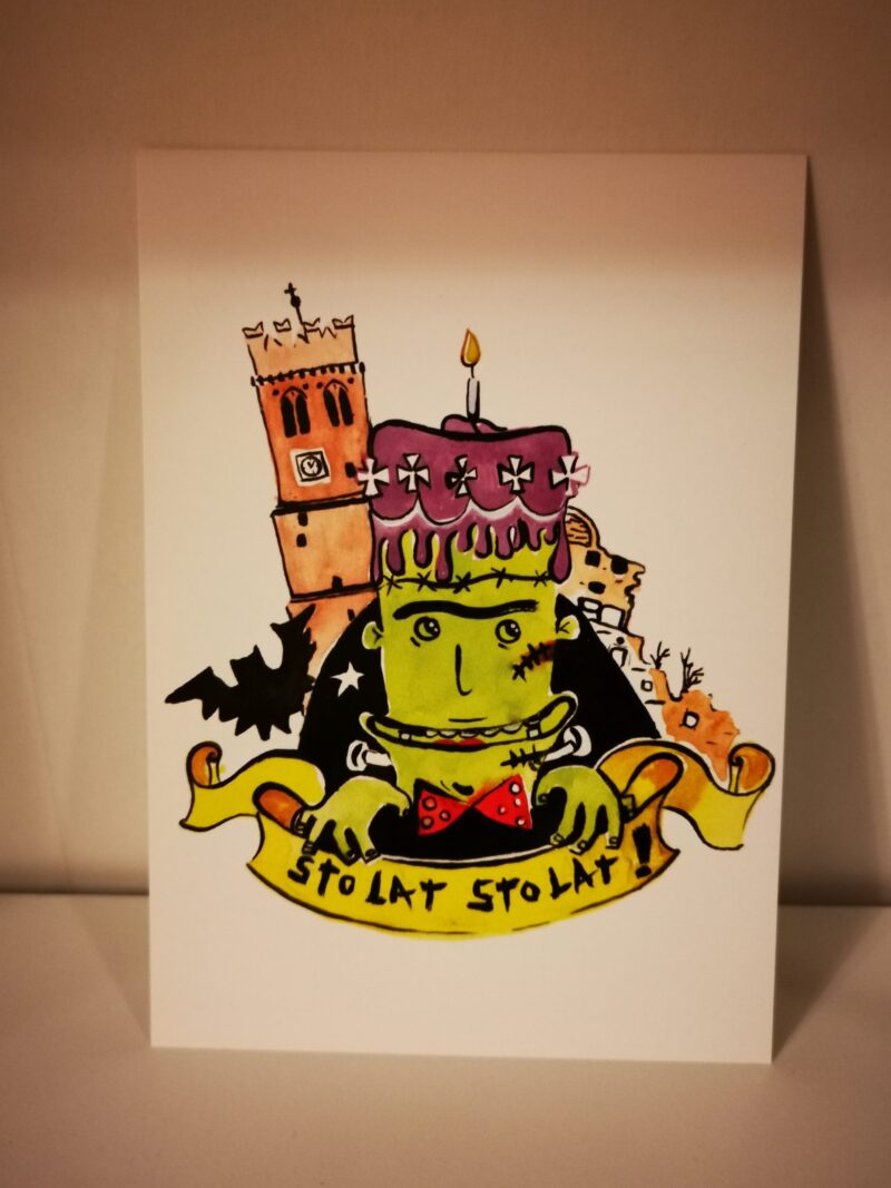 Pocztówka Franki - urodziny z tortem.