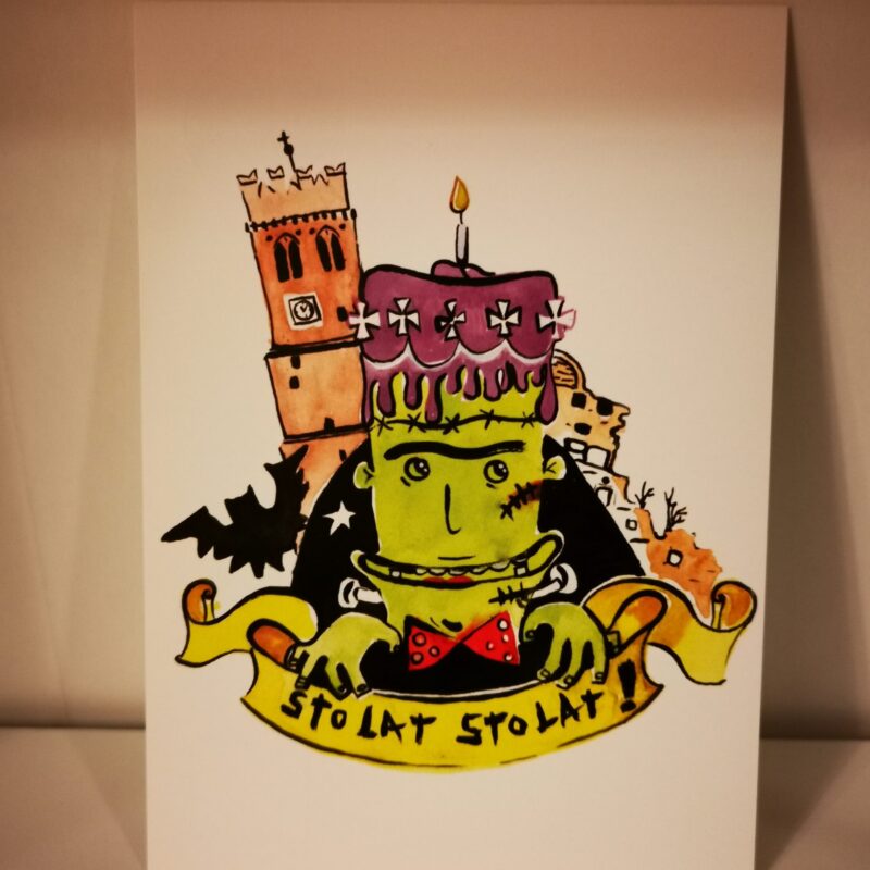 Pocztówka Franki - urodziny z tortem.
